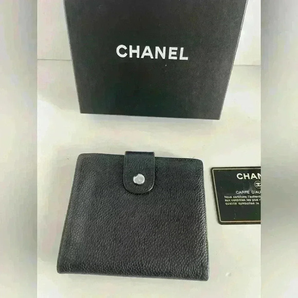 Authentic CHANEL CC Logo Coin Case Wallet Caviar Skin Leather Black Vintage - Picture 5 of 16